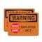 Signmission Employees Only With Symbol OSHA Warning Sign, Vinyl Decal, 10in W x 7in L, 2PK OS-2PACK-WS-D-710-L-12114 - alternate 1
